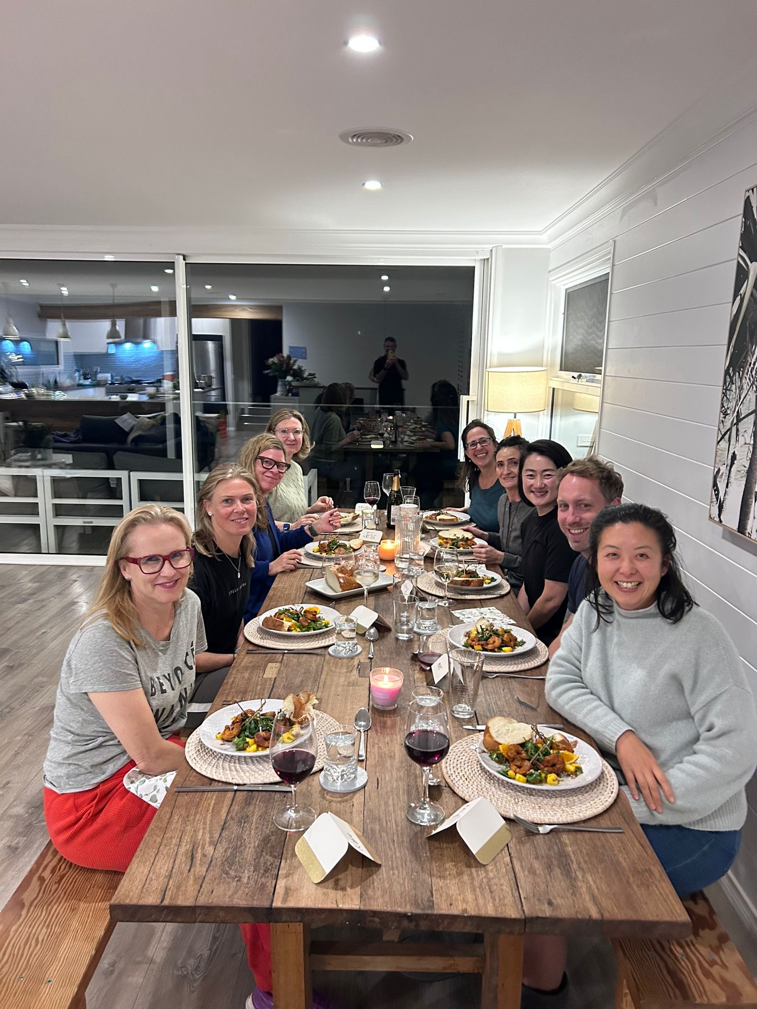 Shared dinner at Reconnect Retreat